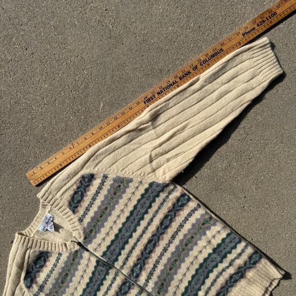 Vintage Croft and Barrow Wool Knit Zip Up Fair Isle Gorpcore Cardigan Sweater XL - Picture 10 of 10